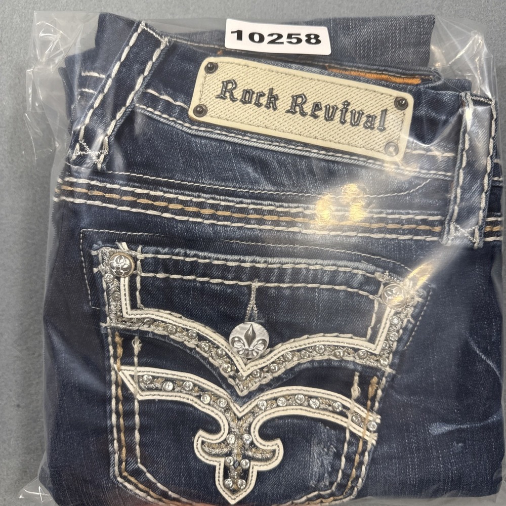 Rock Revival  KARIA Capri Jeans Women's 29  Embellished Fleur Pocket  WHISKERING - Picture 10 of 10
